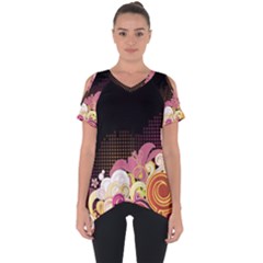 Flower Back Leaf Polka Dots Black Pink Cut Out Side Drop Tee by Mariart