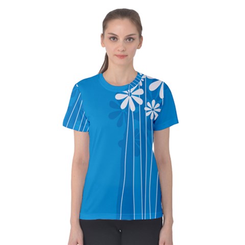 Flower Blue Women s Cotton Tee by Mariart