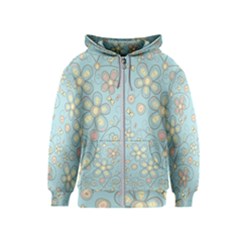 Flower Blue Butterfly Bird Yellow Floral Sexy Kids  Zipper Hoodie by Mariart