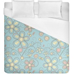 Flower Blue Butterfly Bird Yellow Floral Sexy Duvet Cover (king Size) by Mariart