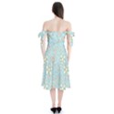 Flower Blue Butterfly Bird Yellow Floral Sexy Shoulder Tie Bardot Midi Dress View2