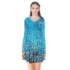 Flower Back Leaf River Blue Star Flare Dress by Mariart