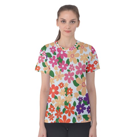 Flower Floral Rainbow Rose Women s Cotton Tee by Mariart