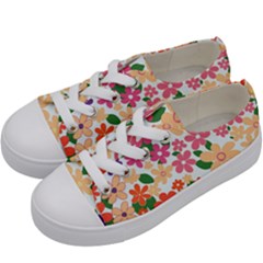 Flower Floral Rainbow Rose Kids  Low Top Canvas Sneakers by Mariart