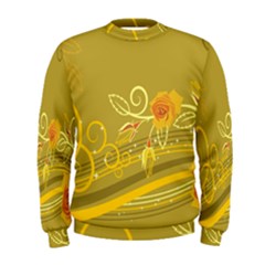 Flower Floral Yellow Sunflower Star Leaf Line Gold Men s Sweatshirt by Mariart