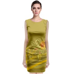 Flower Floral Yellow Sunflower Star Leaf Line Gold Classic Sleeveless Midi Dress by Mariart