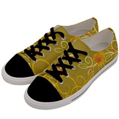 Flower Floral Yellow Sunflower Star Leaf Line Gold Men s Low Top Canvas Sneakers by Mariart