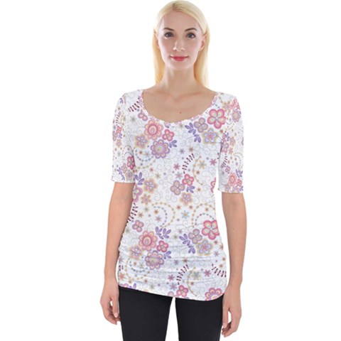 Flower Floral Sunflower Rose Purple Red Star Wide Neckline Tee by Mariart