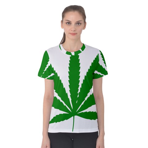 Marijuana Weed Drugs Neon Cannabis Green Leaf Sign Women s Cotton Tee by Mariart