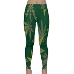 Marijuana Cannabis Rainbow Love Green Yellow Leaf Classic Yoga Leggings by Mariart