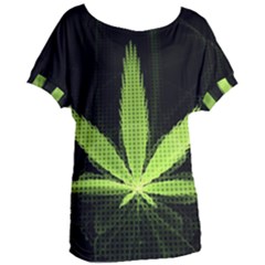 Marijuana Weed Drugs Neon Green Black Light Women s Oversized Tee by Mariart