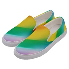 Red Yellow White Pink Green Blue Rainbow Color Mix Men s Canvas Slip Ons by Mariart