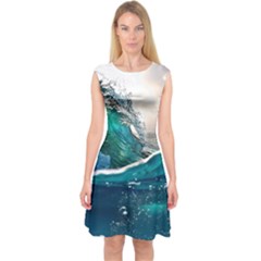 Sea Wave Waves Beach Water Blue Sky Capsleeve Midi Dress by Mariart