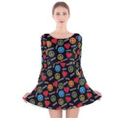 Pattern Halloween Peacelovevampires  Icreate Long Sleeve Velvet Skater Dress by iCreate