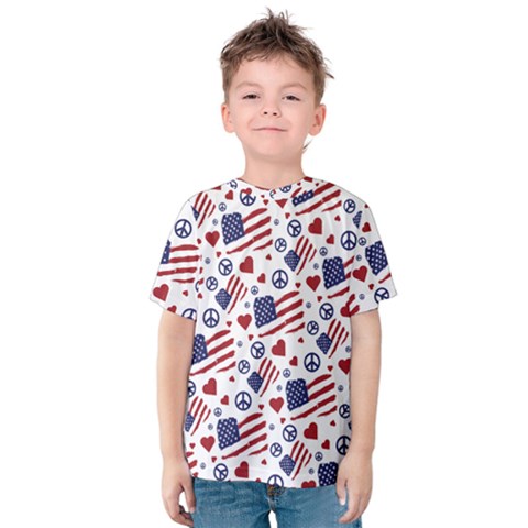 Peace Love America Icreate Kids  Cotton Tee by iCreate