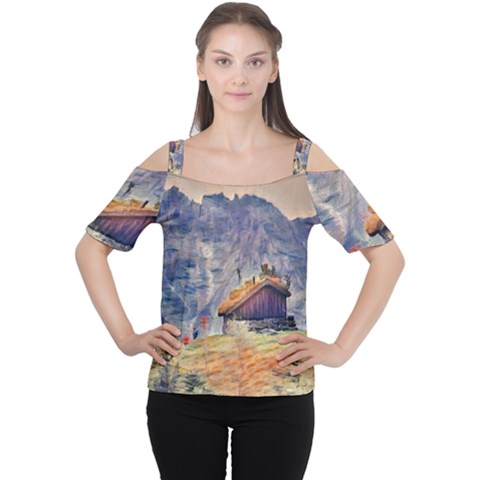 Impressionism Cutout Shoulder Tee by NouveauDesign