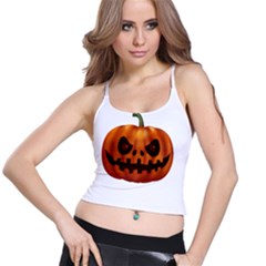 Halloween Pumpkin Spaghetti Strap Bra Top by Valentinaart