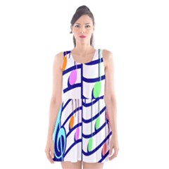 Music Note Tone Rainbow Blue Pink Greeen Sexy Scoop Neck Skater Dress by Mariart