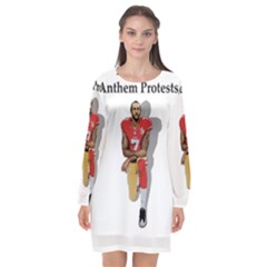 National Anthem Protest Long Sleeve Chiffon Shift Dress  by Valentinaart