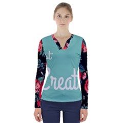 Bloem Logomakr 9f5bze V-neck Long Sleeve Top by createinc