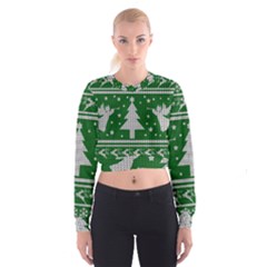 Ugly Christmas Sweater Cropped Sweatshirt by Valentinaart