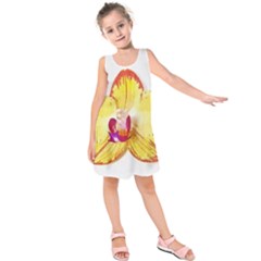 Phalaenopsis Yellow Flower, Floral Oil Painting Art Kids  Sleeveless Dress by picsaspassion