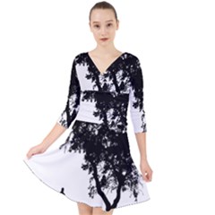 Black Father Daughter Natural Hill Quarter Sleeve Front Wrap Dress	 by Mariart