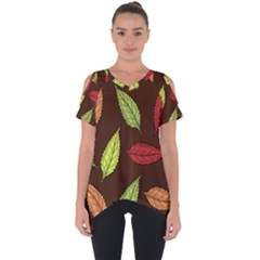 Autumn Leaves Pattern Cut Out Side Drop Tee by Mariart