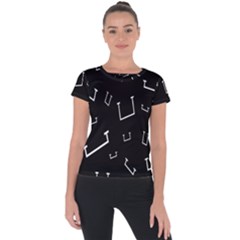 Pit White Black Sign Pattern Short Sleeve Sports Top  by Mariart