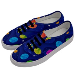 Planet Space Moon Galaxy Sky Blue Polka Men s Classic Low Top Sneakers by Mariart