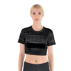 Stripes Black White Minimalist Line Cotton Crop Top by Mariart