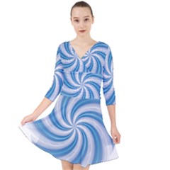 Prismatic Hole Blue Quarter Sleeve Front Wrap Dress	 by Mariart