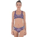 Red White Blue Kaleidoscopic Star Flower Design Criss Cross Bikini Set View1