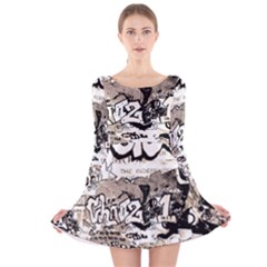 Graffiti Long Sleeve Velvet Skater Dress by Valentinaart