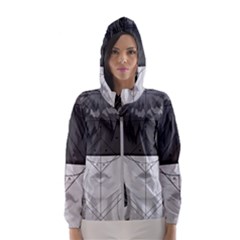 Beautiful Bnw Fractal Feathers For Major Motoko Hooded Wind Breaker (women) by jayaprime