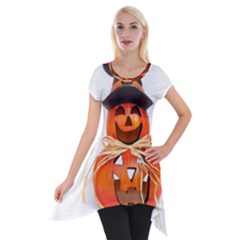 Funny Halloween Pumpkins Short Sleeve Side Drop Tunic by gothicandhalloweenstore