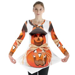 Funny Halloween Pumpkins Long Sleeve Tunic  by gothicandhalloweenstore