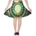 Green Chaos Clock, Steampunk Alchemy Fractal Mandala Velvet High Waist Skirt View2