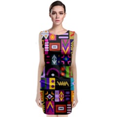 Abstract A Colorful Modern Illustration Sleeveless Velvet Midi Dress by Celenk