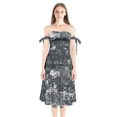 Graffiti Shoulder Tie Bardot Midi Dress by ValentinaDesign