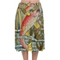 Fish Underwater Cubism Mosaic Velvet Flared Midi Skirt View1