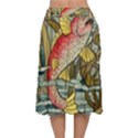 Fish Underwater Cubism Mosaic Velvet Flared Midi Skirt View2