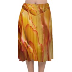 Flowers Leaves Leaf Floral Summer Velvet Flared Midi Skirt by Celenk