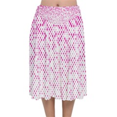 Halftone Dot Background Pattern Velvet Flared Midi Skirt by Celenk