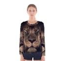 African Lion Mane Close Eyes Women s Long Sleeve Tee View1