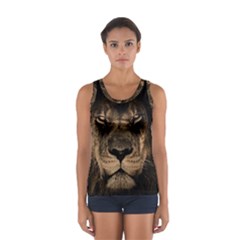 African Lion Mane Close Eyes Sport Tank Top  by Celenk