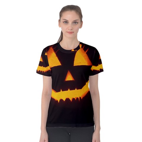 Pumpkin Helloween Face Autumn Women s Cotton Tee by Celenk