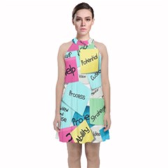 Stickies Post It List Business Velvet Halter Neckline Dress  by Celenk