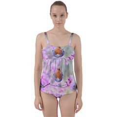 Spring Bird Bird Spring Robin Twist Front Tankini Set by Celenk