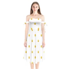 Happy Sun Motif Kids Seamless Pattern Shoulder Tie Bardot Midi Dress by dflcprintsclothing